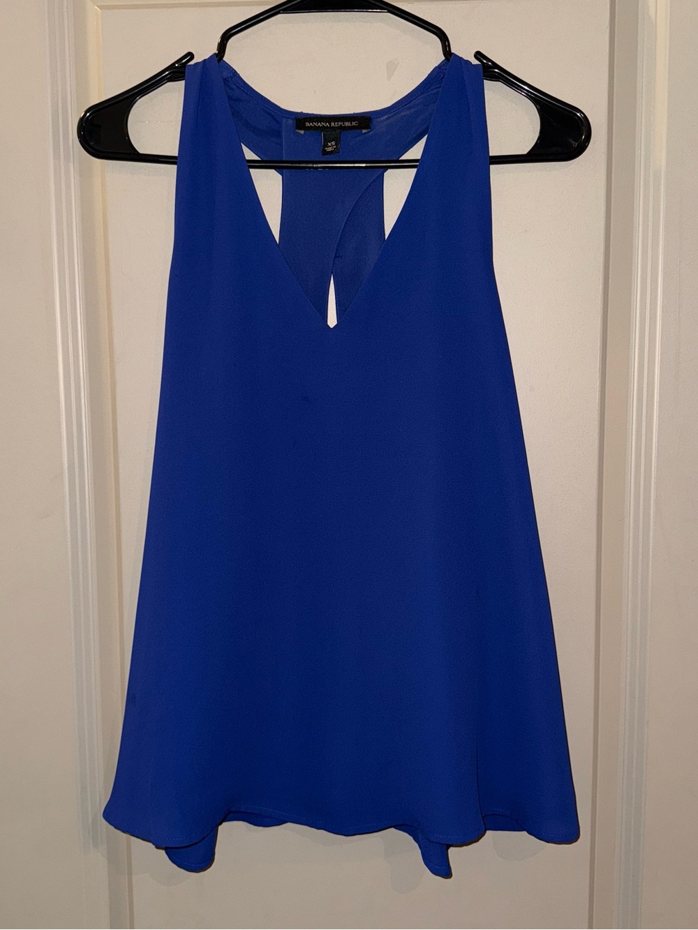 Banana Republic Royal Blue V-Neck Racerback Sleeveless Blouse